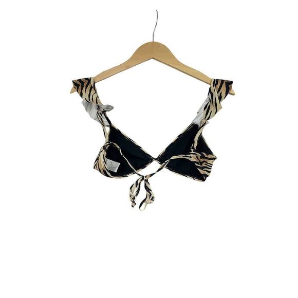 VYB Black Brown Tiger Stripe Swim Bikini Top Womens Small New - Picture 2 of 4